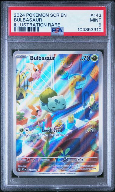 Bulbasaur 2024 Pokemon Stellar Crown Illustration rare holo #143/142 PSA 9