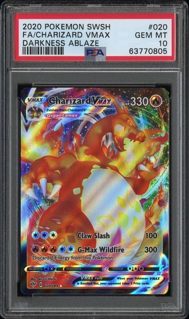 Charizard Vmax Pokémon Darkness Ablaze Ultra Rare #020/189 PSA 10