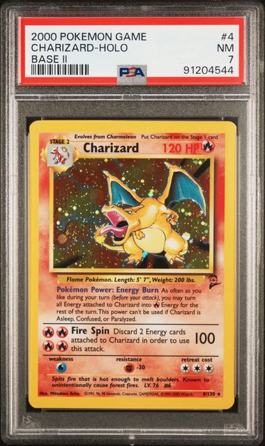Charizard 2000 Pokémon Base Set 2 Holo #4/130 PSA 7