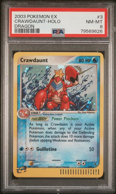 Crawdaunt 2003 Pokémon EX Dragon Holo #3/97 PSA 8