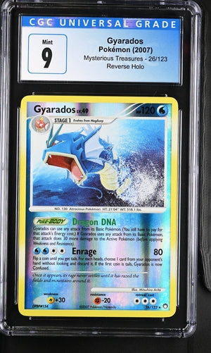 Gyarados 2007 Pokemon Mysterious Treasures reverse holo 26/123 CGC 9