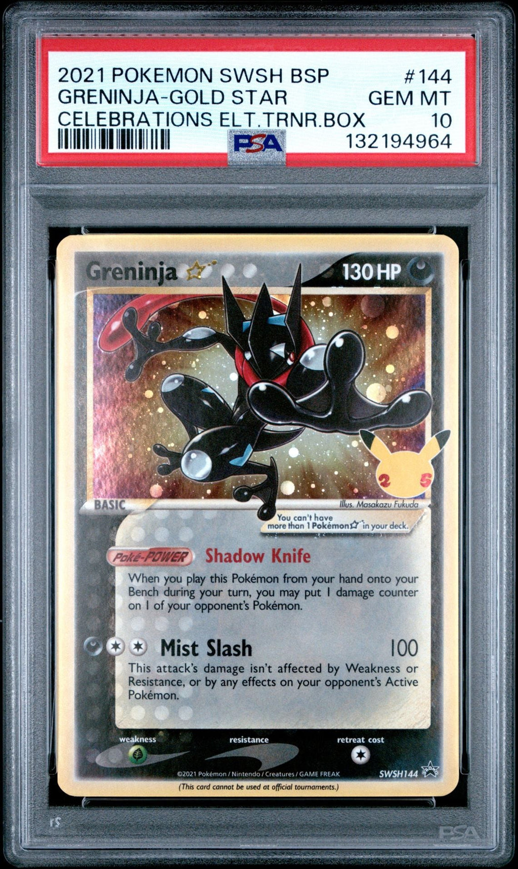 Greninja 2021 Pokemon Celebrations Black Star Promo #SWSH144 PSA 10