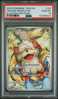 Hisuian Growlithe 2024 Pokemon Twilight Masquerade Illustration Rare #181/167 PSA 10