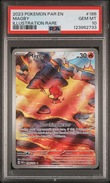 Magby 2023 Pokemon Paradox Rift Illustration Rare #186/182 PSA 10
