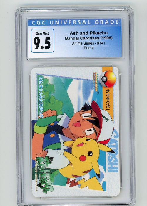 Ash & Pikachu 1998 Pocket Monsters (Pokémon) Bandai Carddass #141 CGC 9.5