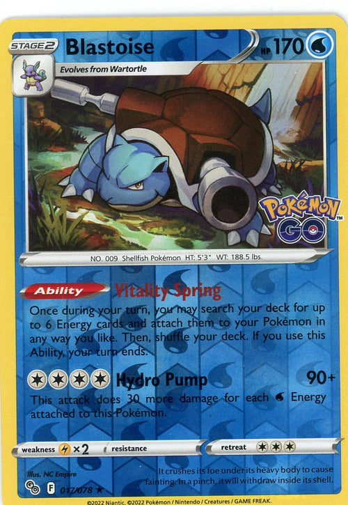 Blastoise Pokémon GO Reverse Holo 017/078