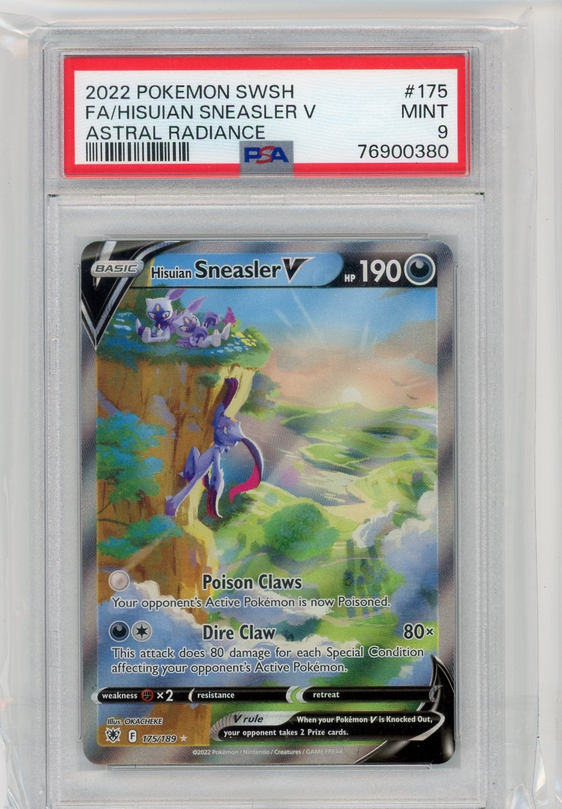 Hisuian Sneasler V Full Art 2022 Pokemon Astral Radiance PSA 9
