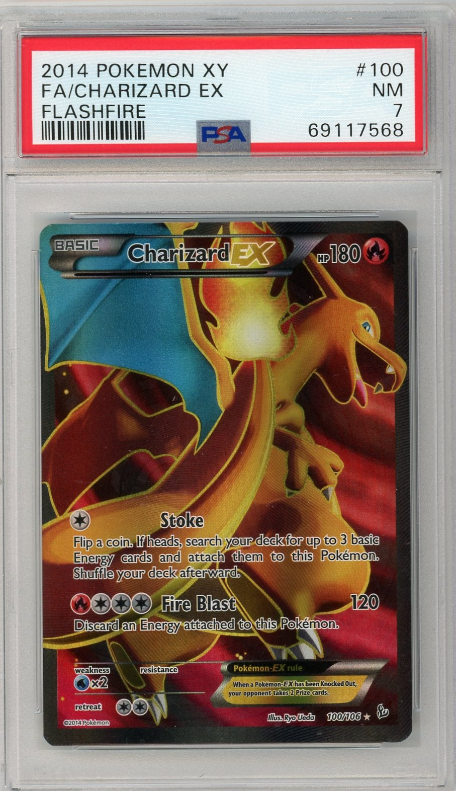 Charizard EX Pokémon XY Flashfire Full Art #100/106 PSA 7