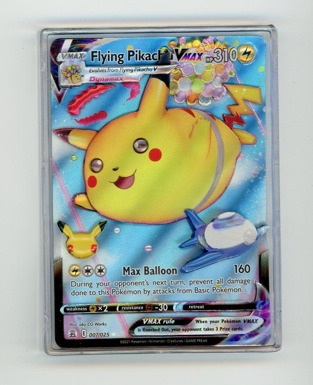 Flying Pikachu VMAX 2021 Pokémon shadow box custom card art by Do or Dye Designs