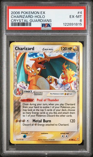 Charizard Delta Species Pokémon Crystal Guardians Holo Rare #4/100 PSA 6