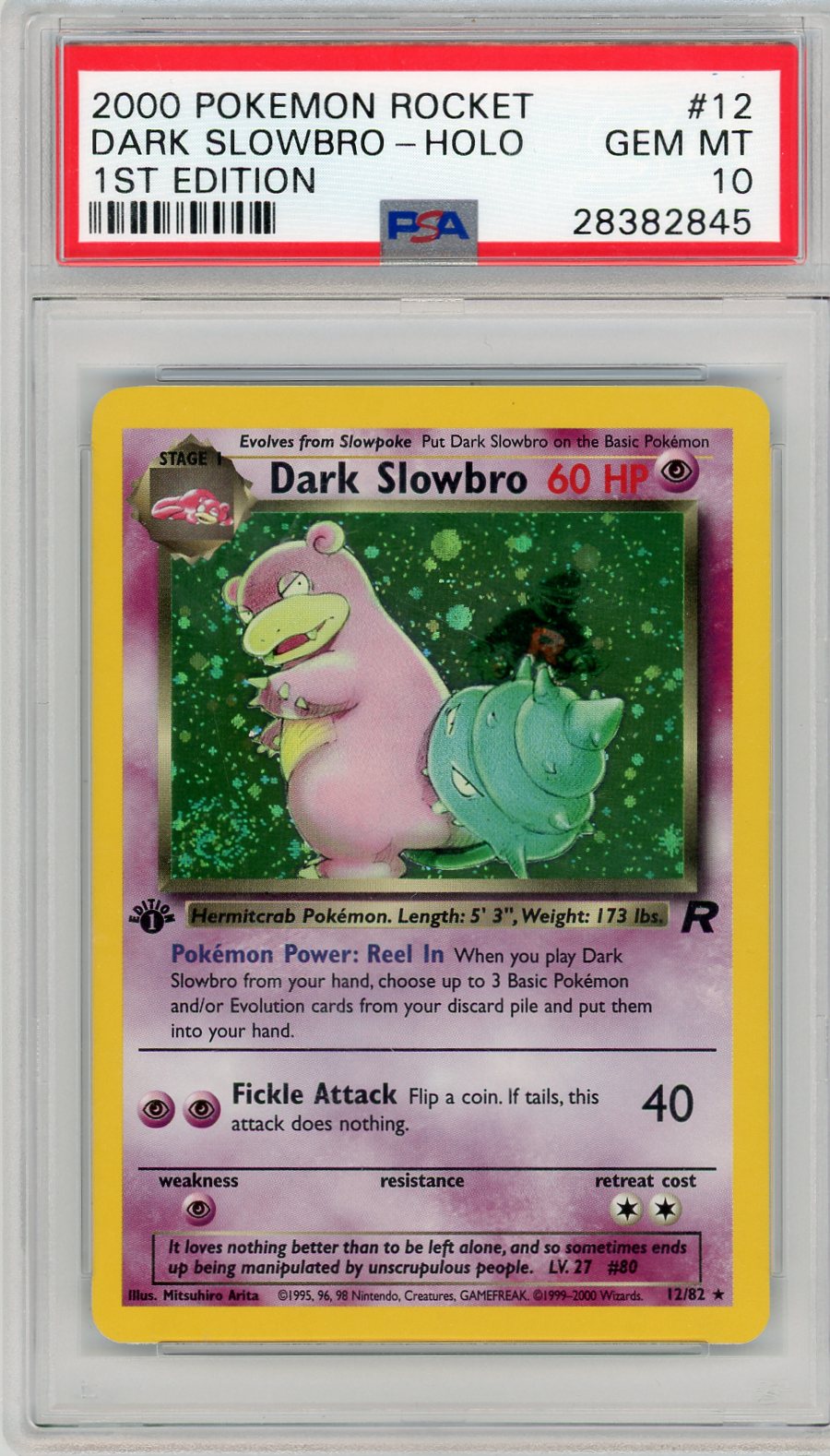 Dark Slowbro Pokémon Team Rocket 1st Edition Holo #12/82 PSA 10