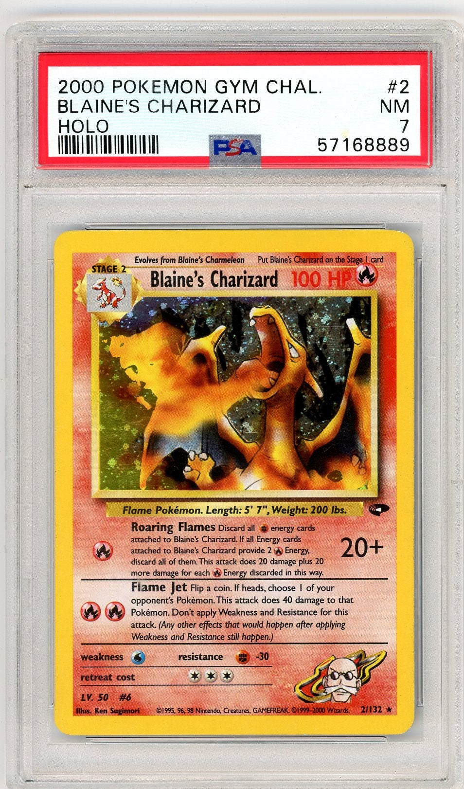 Blaine's Charizard Pokémon Gym Challenge Holo #2/132 PSA 7