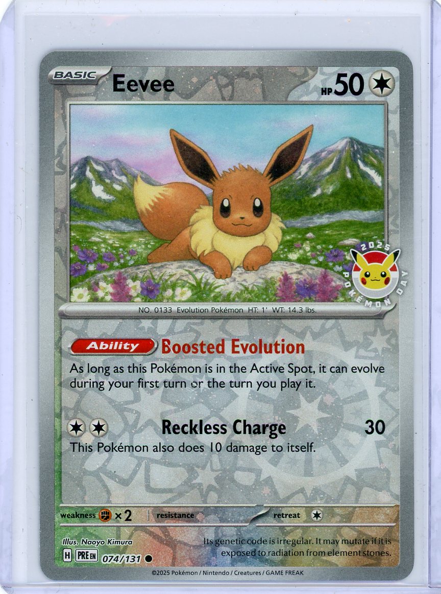 Eevee Pokémon Prismatic Evolutions 2025 Pokémon Day Stamped Promo #074/131