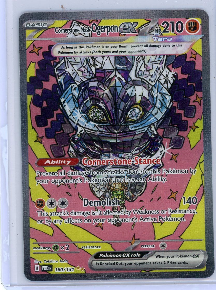 Cornerstone Mask Ogerpon ex 2025 Pokemon Prismatic Evolution Special Illustration Rare holo #160/131
