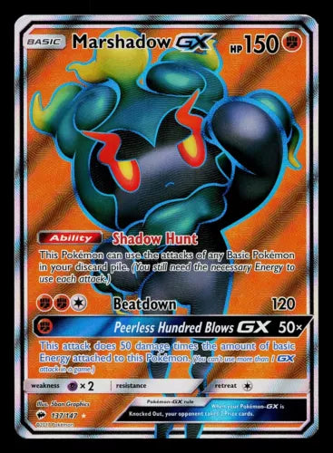 Marshadow GX Pokémon Sun and Moon Burning Shadows Full Art #137/147