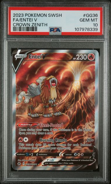 Entei V Pokémon Crown Zenith Ultra Rare #GG36/GG70 PSA 10