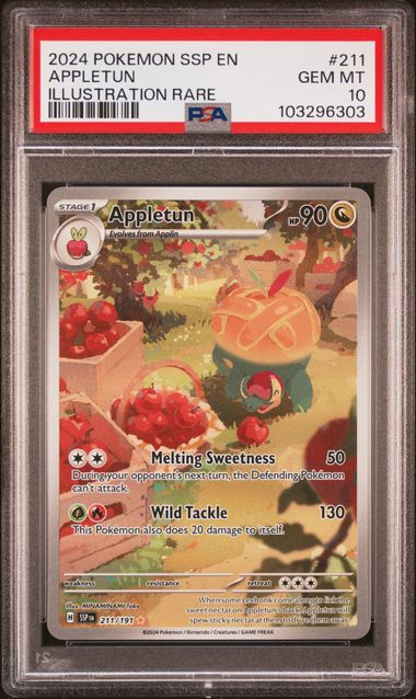 Appletun 2024 Pokemon Surging Sparks Illustration rare holo #211/191 PSA 10